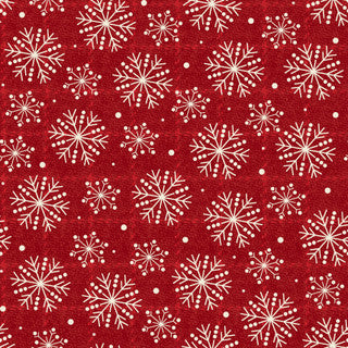 Holly Jolly Flannel Snowflakes Red