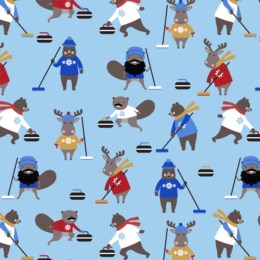 Purely Canadian EH! FLANNEL Critters Curling Sky