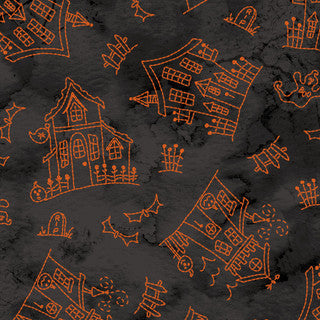 Spooky Stitches Haunted House Black