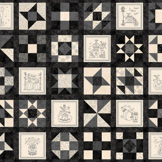 Spooky Stitches Running Blocks Black Panel