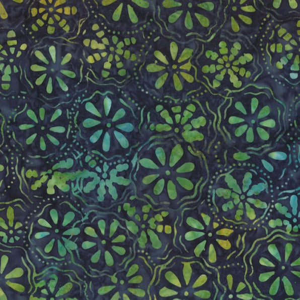 FQ Floating Flowers Dk Blue