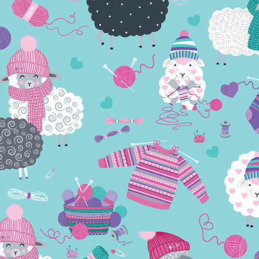 Love Ewe More Wooly Friends Aqua