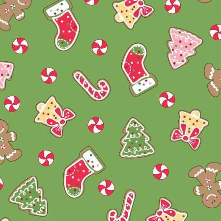 FQ Christmas Fabric Cookies Green