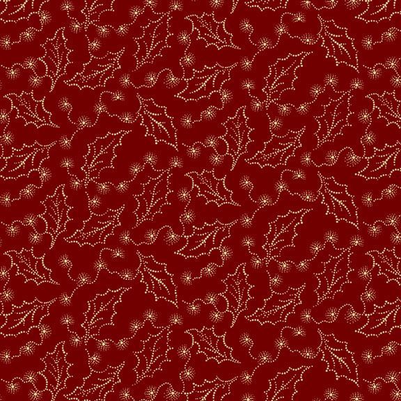 Cozy Christmas Holly Red 108" Quilt Back