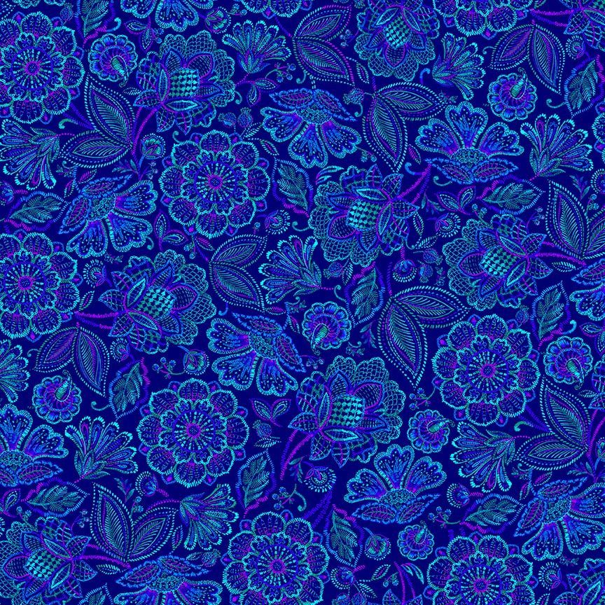 Indigo Garden Packed Jacobean Floral Royal