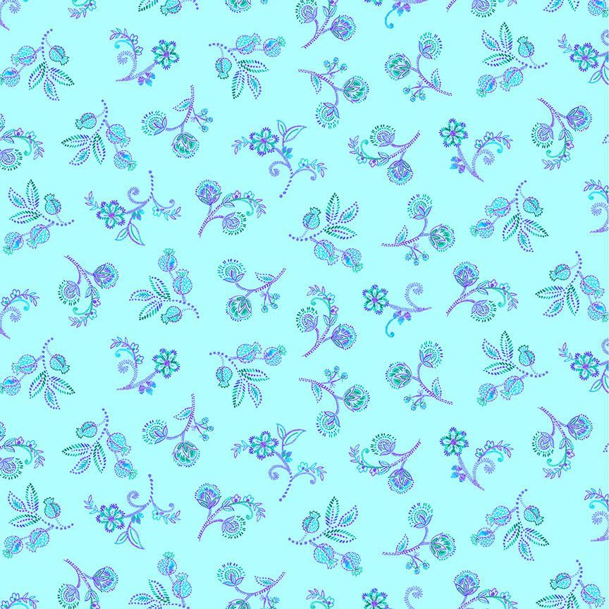 Indigo Garden Small Jacobeen Floral Aqua