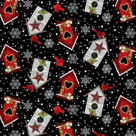 Snow Place Like Home Bird Houses FLANEL