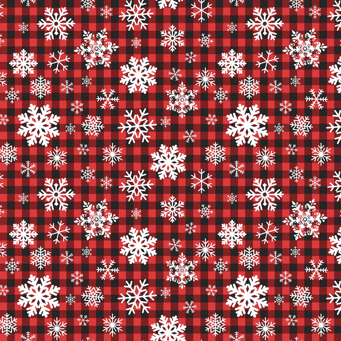 Red Snowflakes On Buffalo Plaid