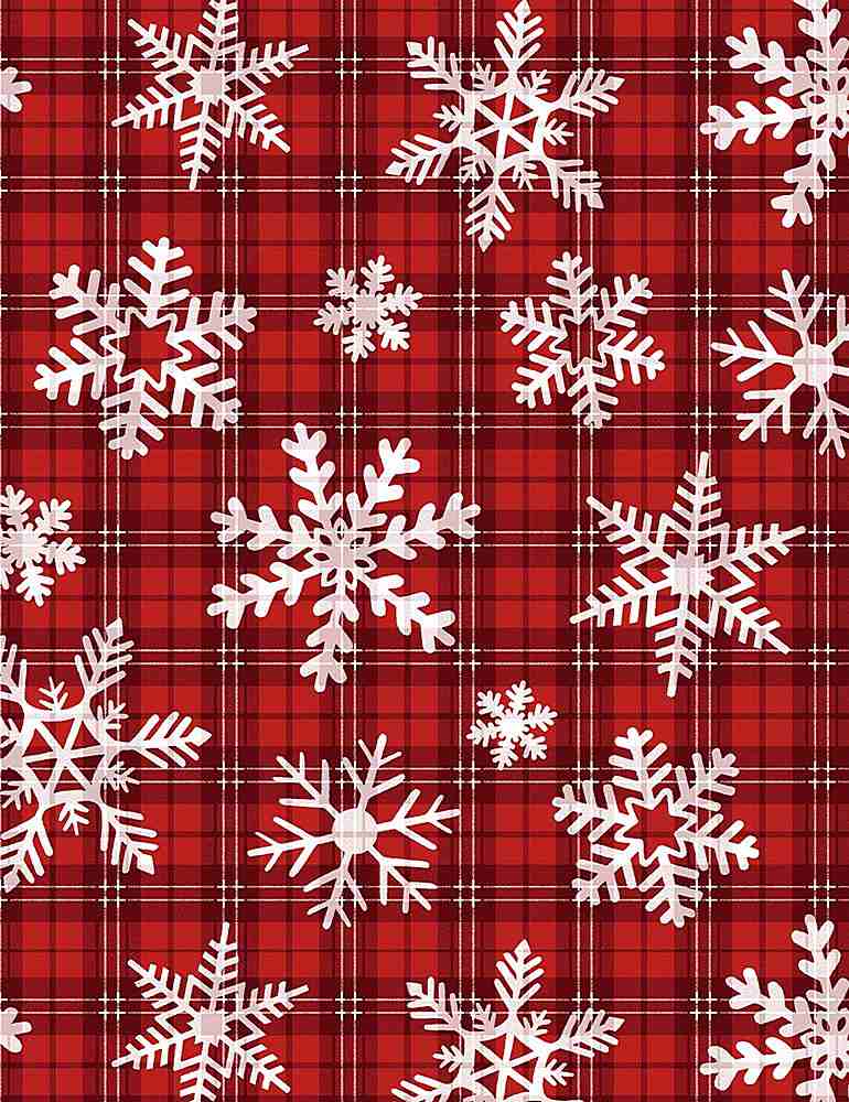 Let It Snow Snowflakes On Plaid Red