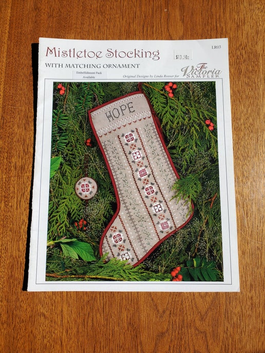 The Victoria Sampler - Mistletoe Stocking (with embellishment pack)