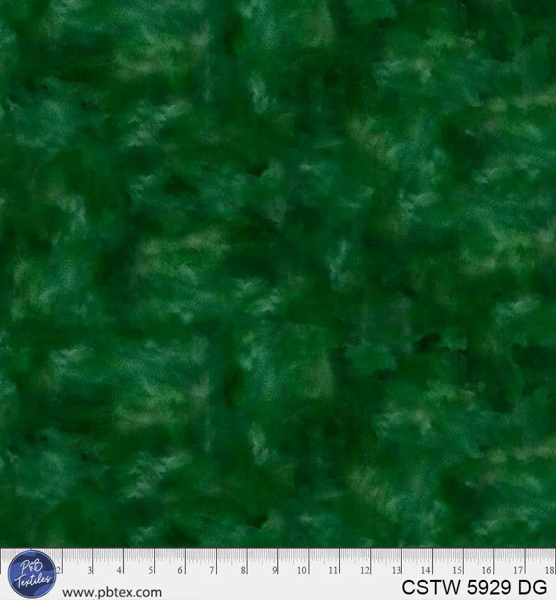 108" Color Stories Watercolor Dk Green Tones Wide Back