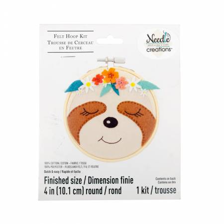 4in Felt Embroidery Hoop Kit  Sloth