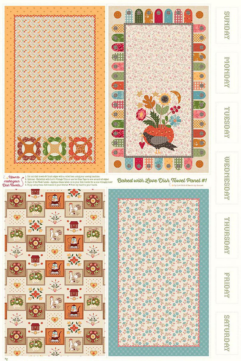Baked With Love Home Dec Dish Towel Panel #1