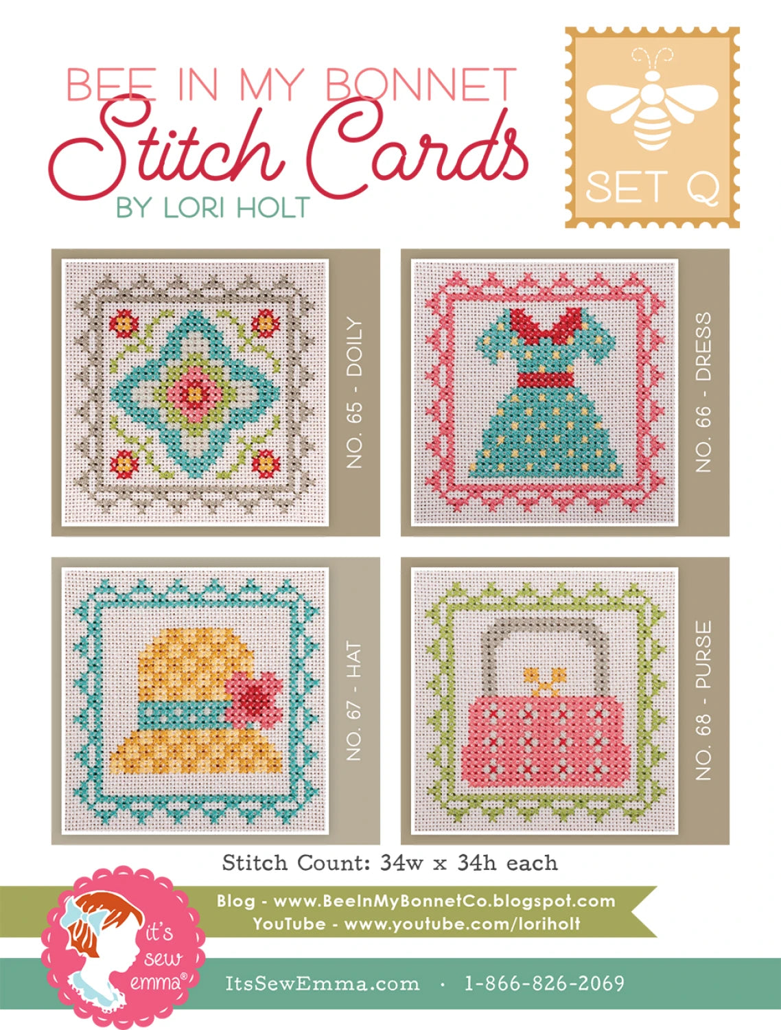 Bee In My Bonnet Stitch Cards Set Q