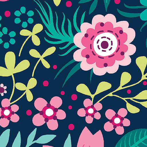 Wallflowers Navy 108" Wide