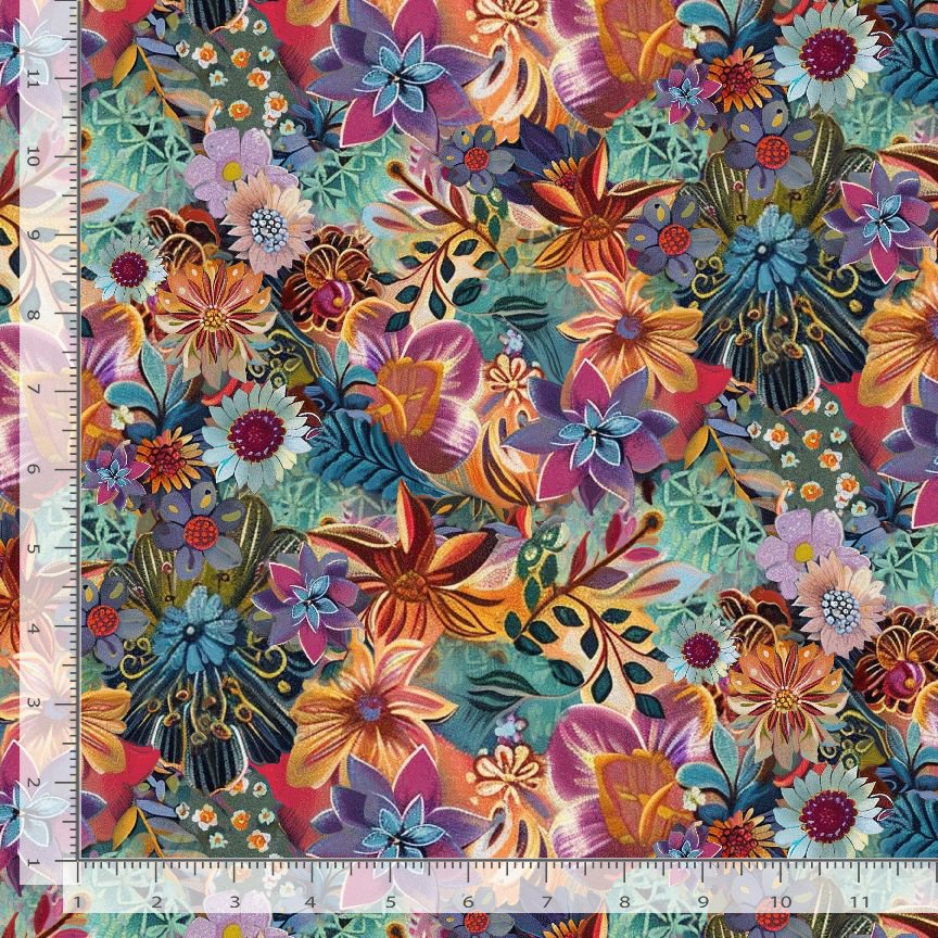 Calico Cat Boho Packed Floral Sage