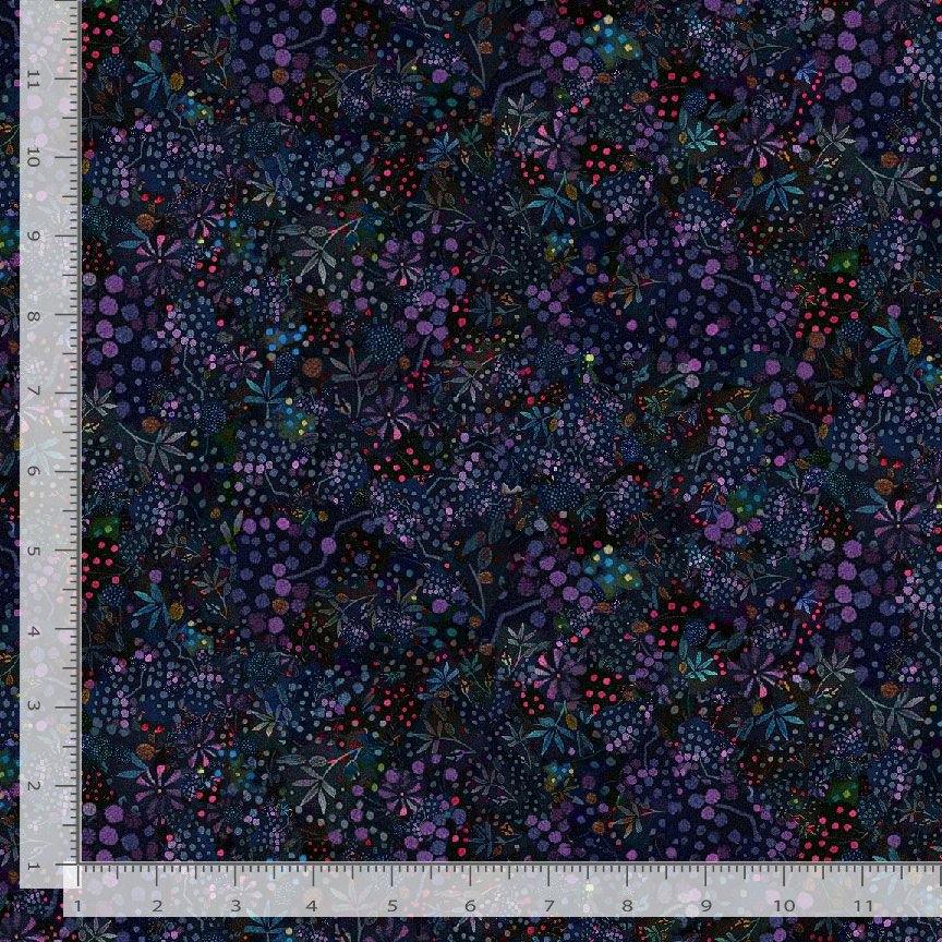 Calico Cat Dotted Wildflowers Midnight