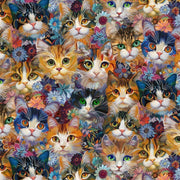 Calico Cat Packed Cats and Floral Natural