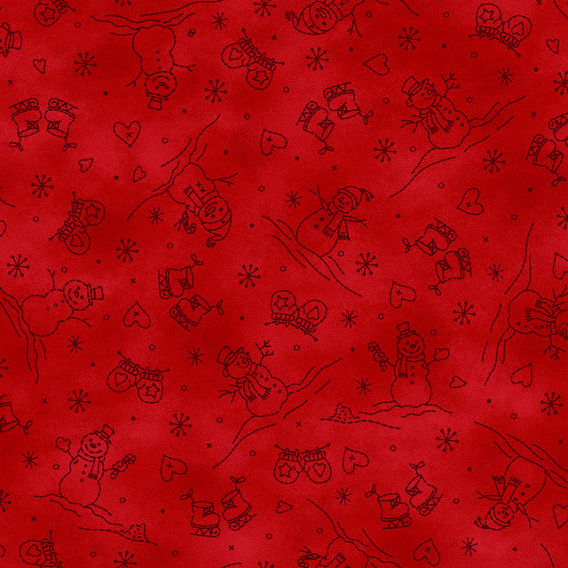Christmastime Snowmen Red