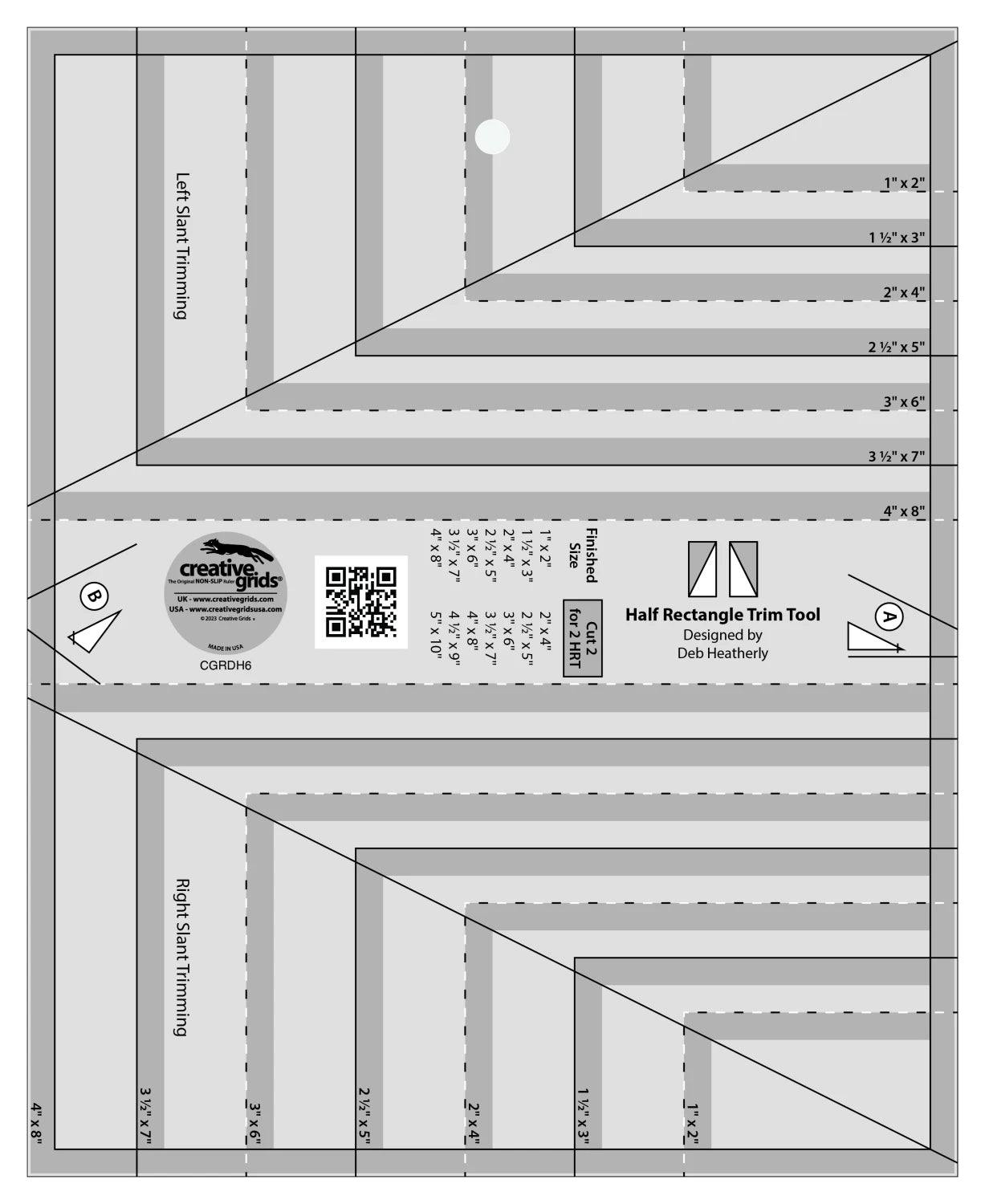 Creative Grids Quilt Ruler Half Rectangle Trim Tool