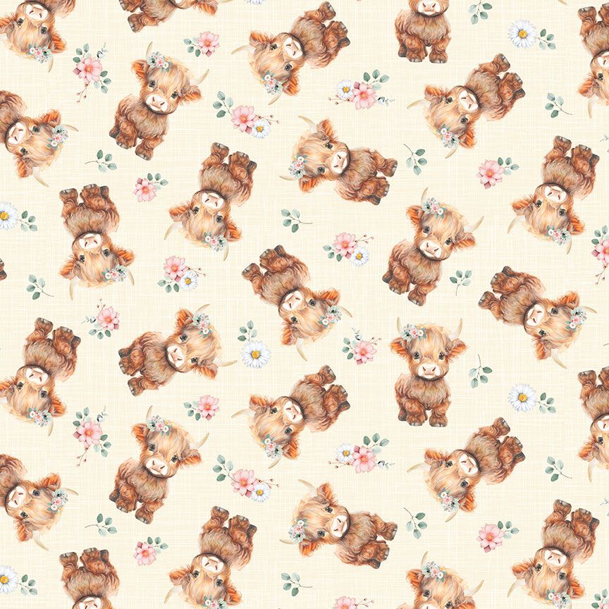 FARM HIGHLAND COWS & FLORAL MULTI