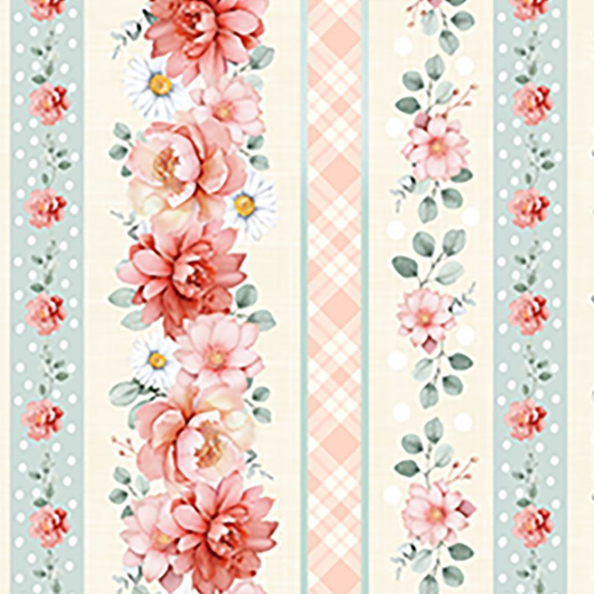 FLEUR FLORAL 11" STRIPES 44" SOFT