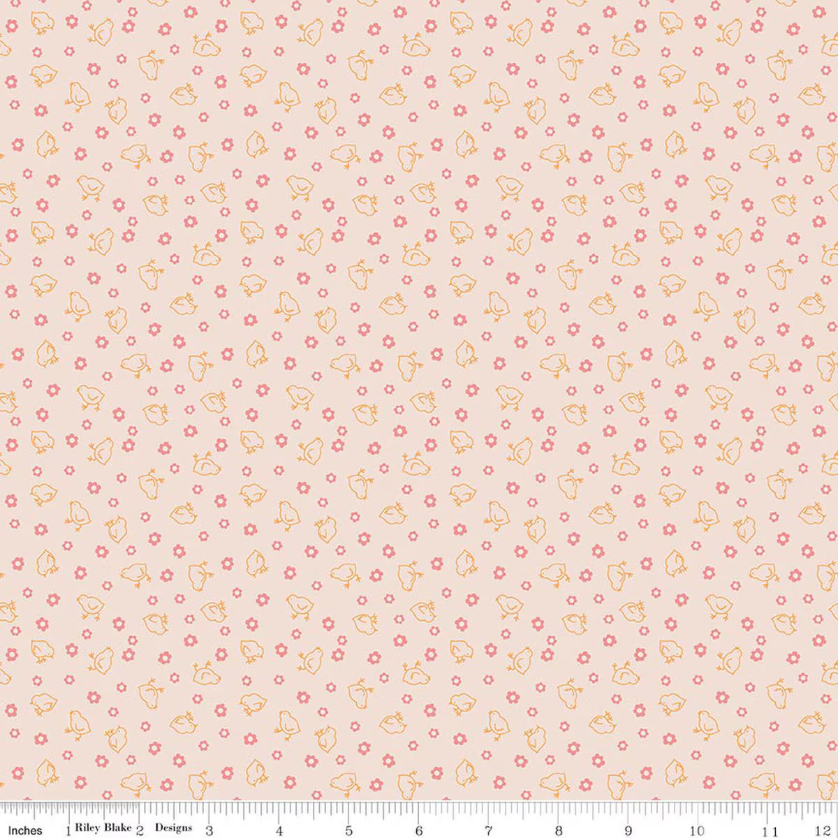 FQ-Farmers Daughter Baby Chicks Background Coral
