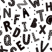 Flannel Print White Black Letters