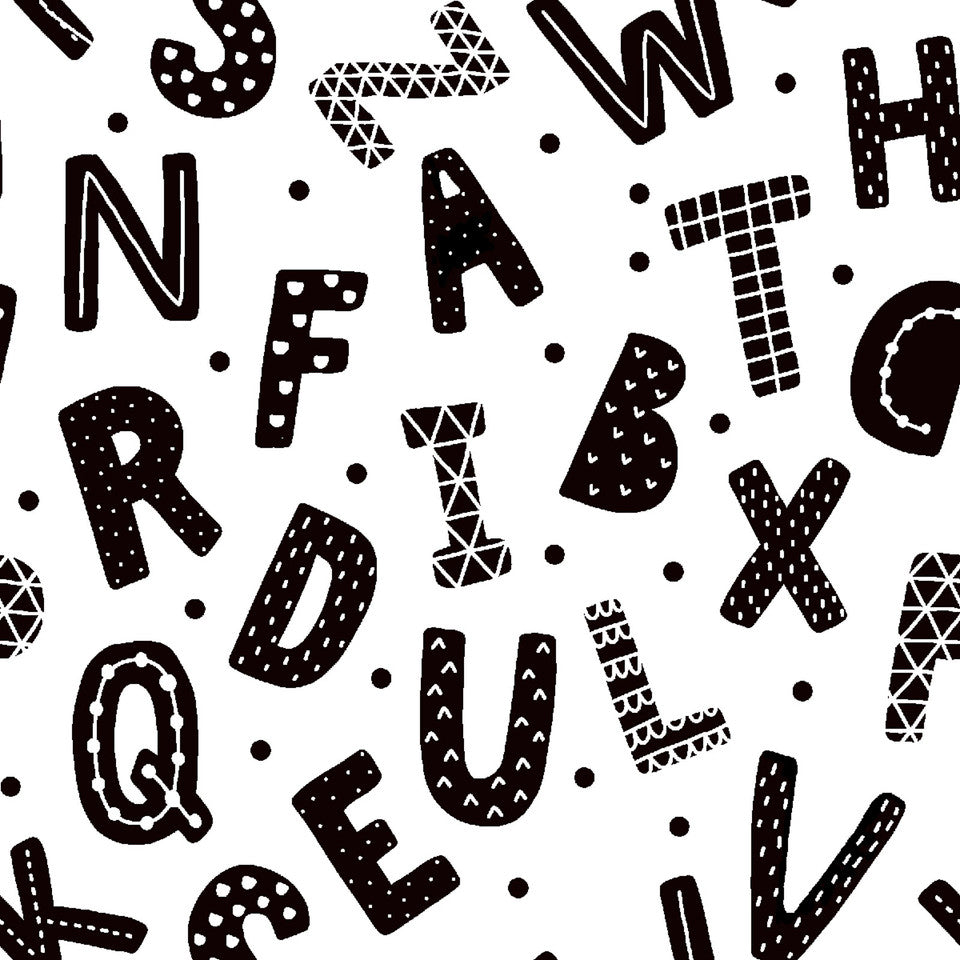 Flannel Print White Black Letters