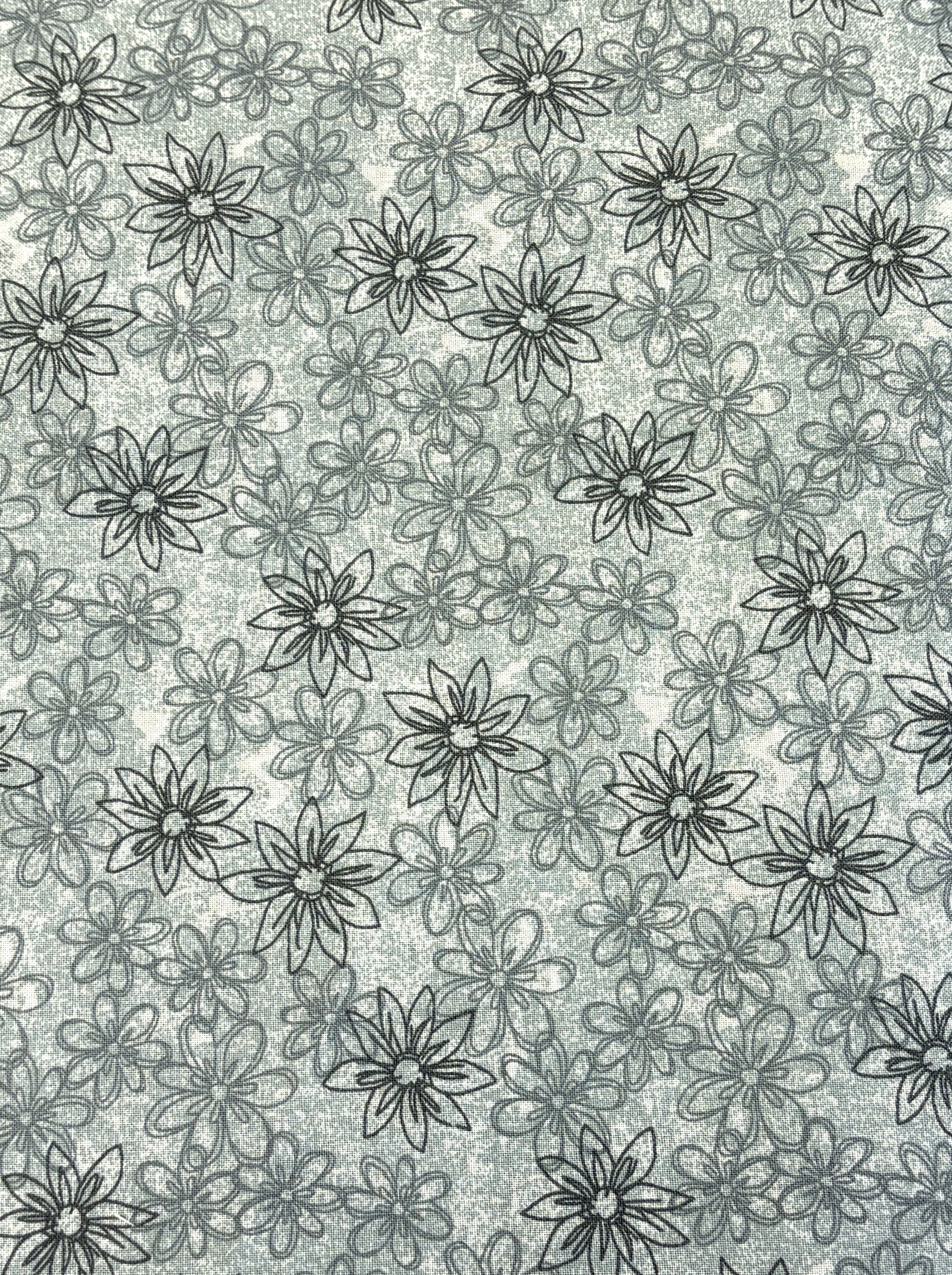 Flower Blue Gray Wide Backing