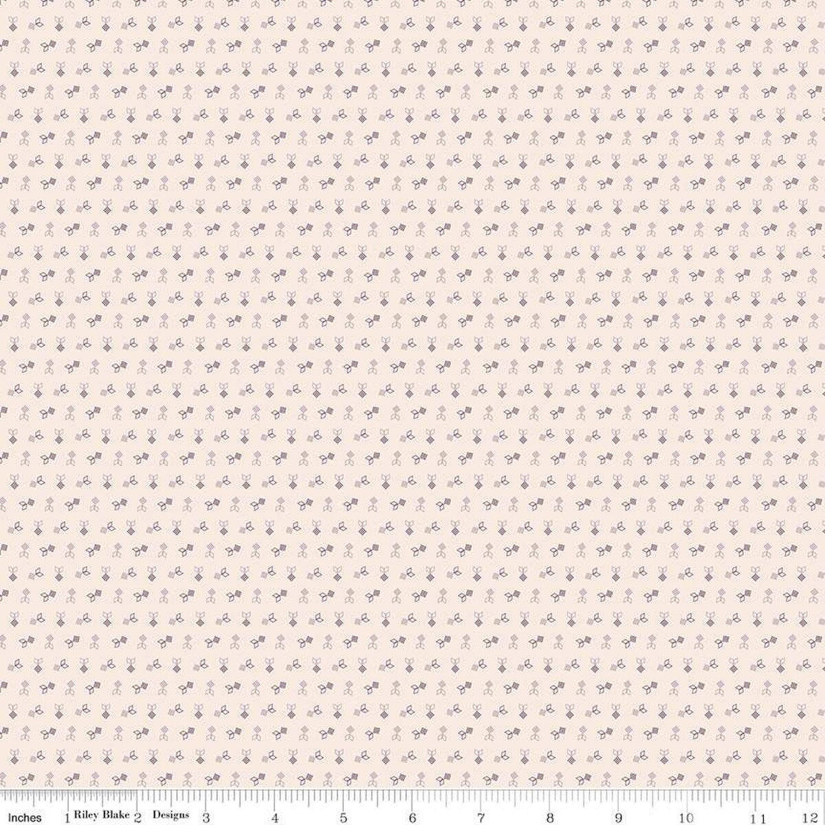 Fabric with small flower pattern on a beige background