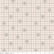 Grid pattern with small floral elements on a beige background