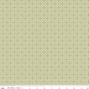 Patterned fabric with a geometric design on a light green background