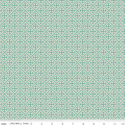 Patterned fabric with geometric design on a green background