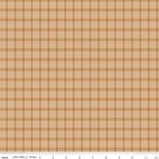 Plaid fabric pattern with brown and beige colors on a plain background