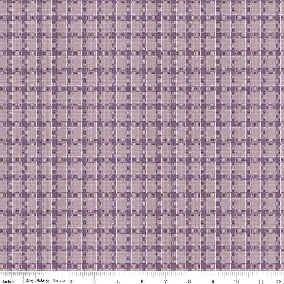 Plaid fabric pattern with purple and gray colors