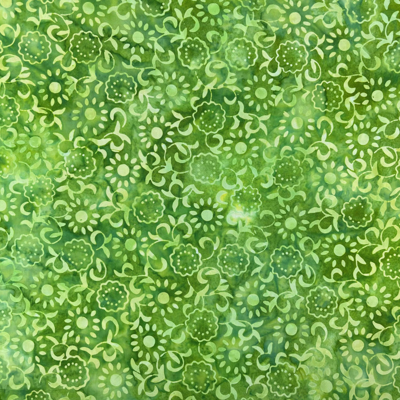 FQ Batiks - Green Floral Print