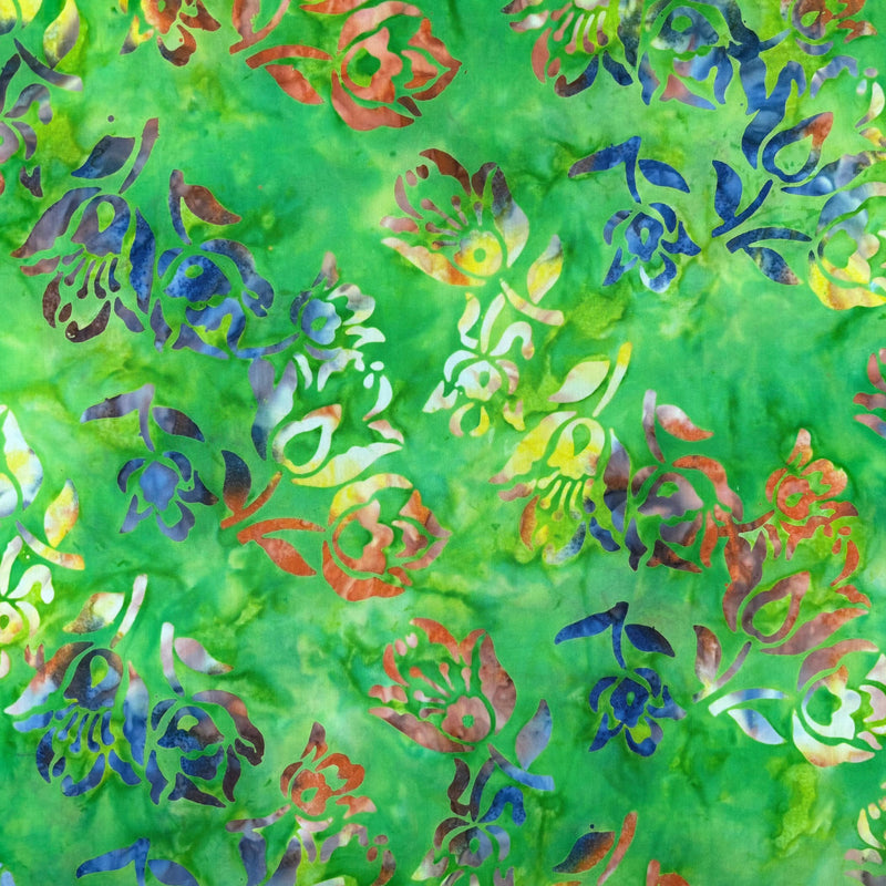 Batiks - Green Multi Color Floral Print