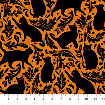 Hallow's Eve Cat Damask Orange
