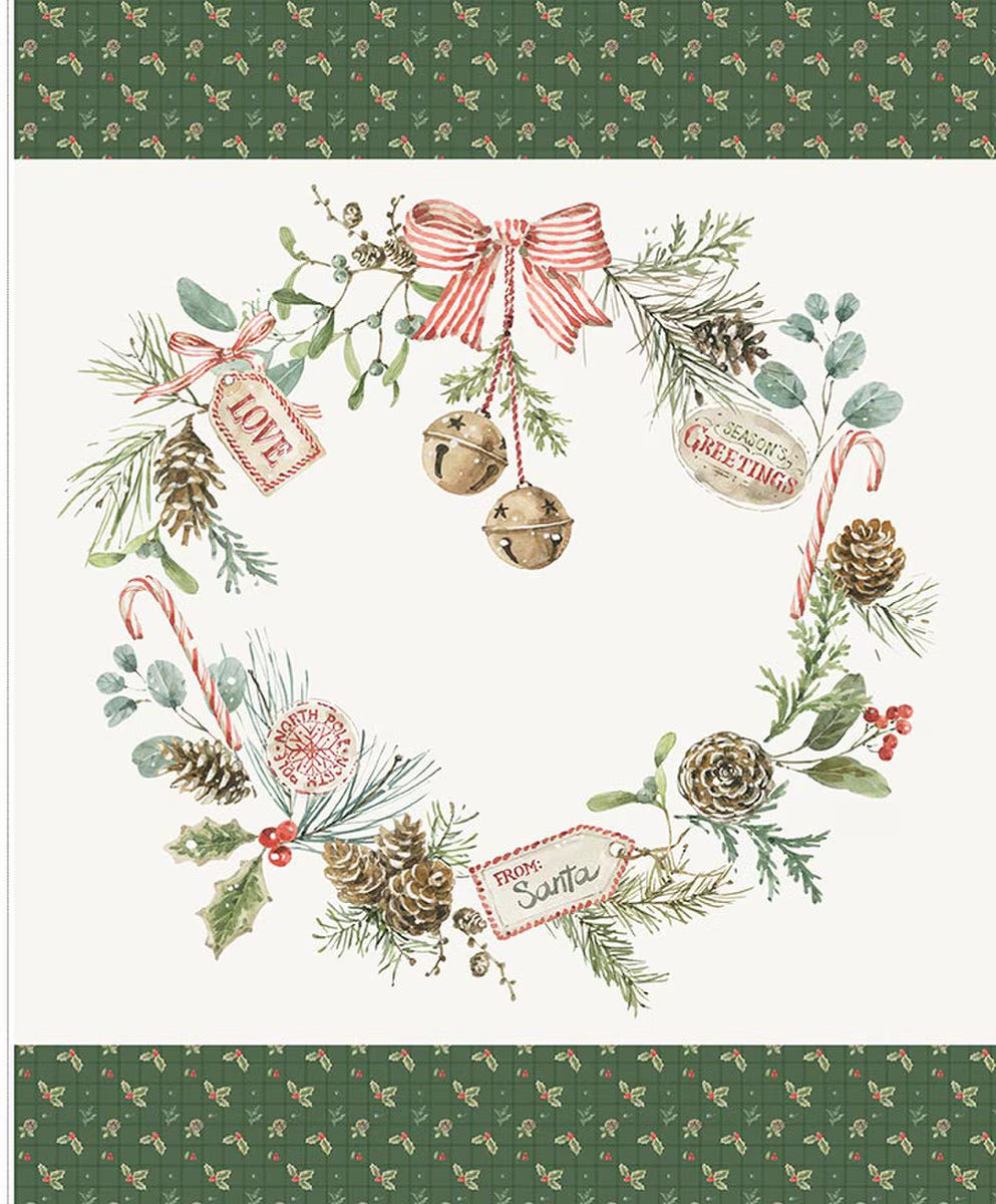 Holiday Spirit Season's Greetings Wreath Panel