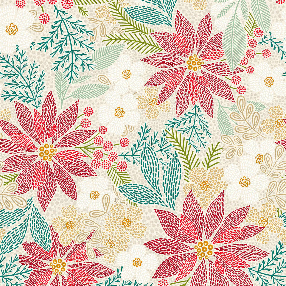 Holiday Stitches Stitched Christmas Floral Cream