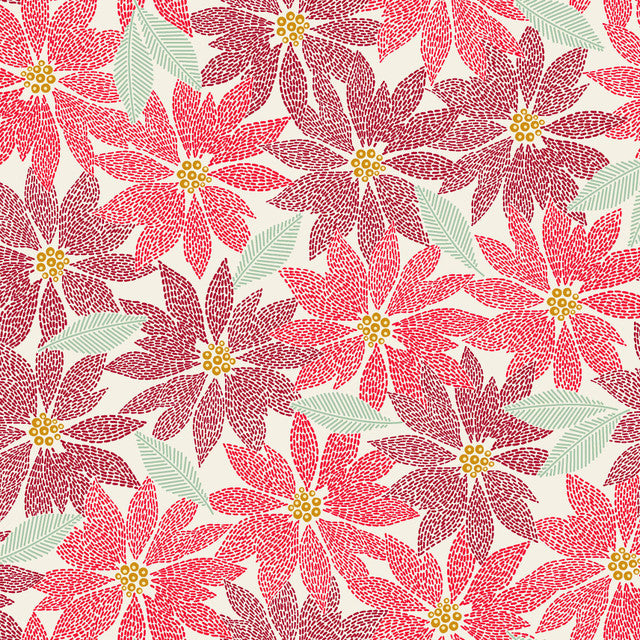 Holiday Stitches Stitched Poinsettia Cream
