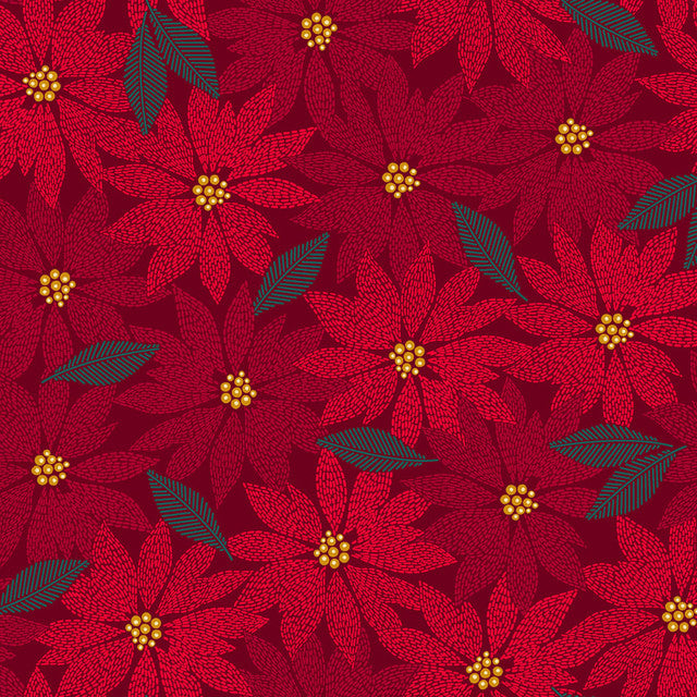Holiday Stitches Stitched Poinsettia Red