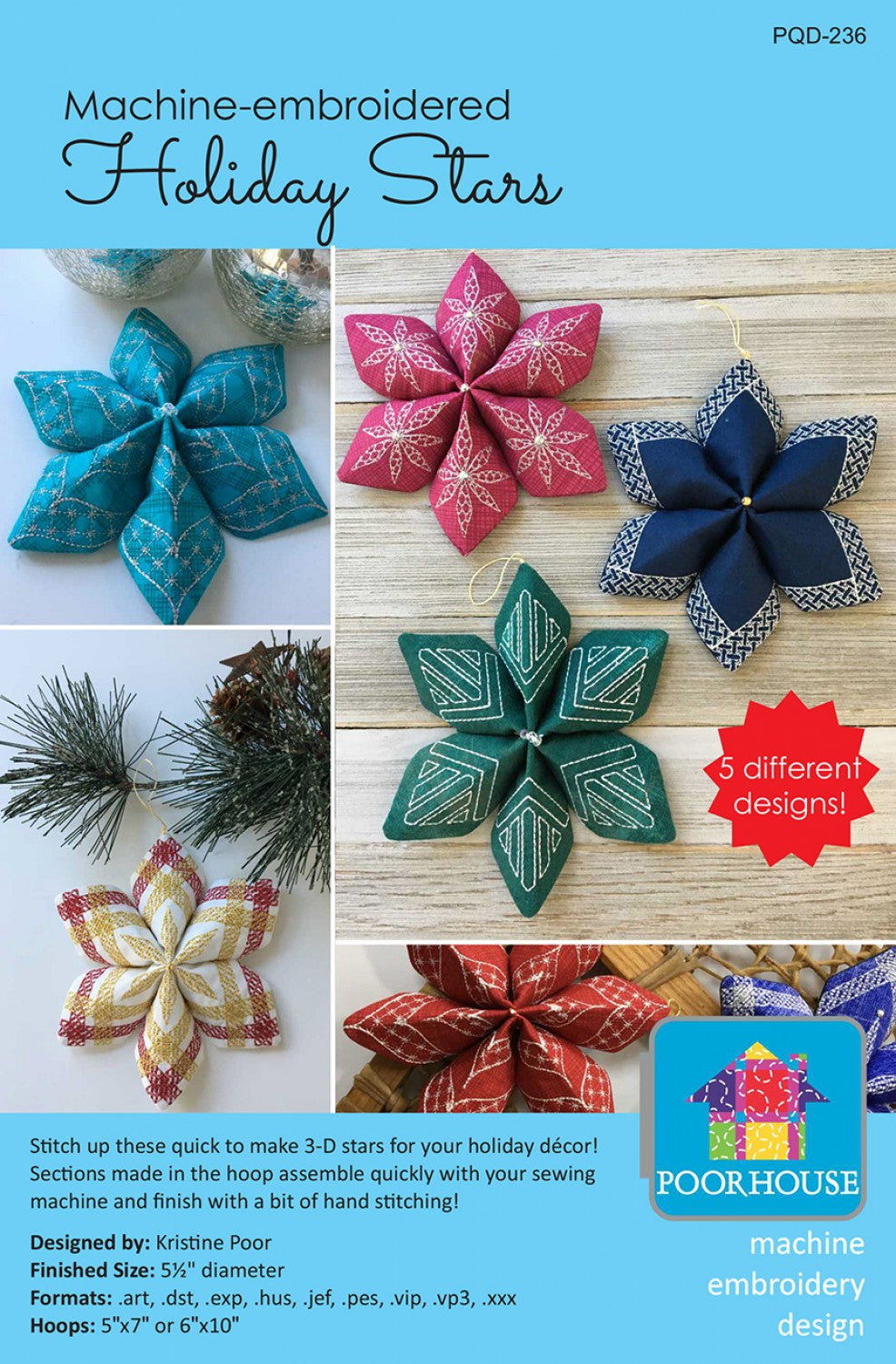 Holiday Stars Machine Embroided