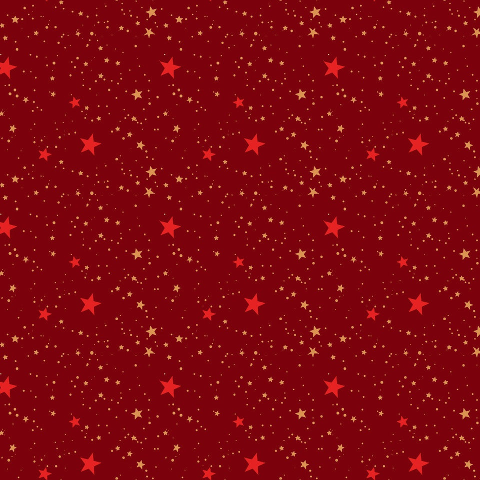 Holly Jolly Calico Crimson Stars