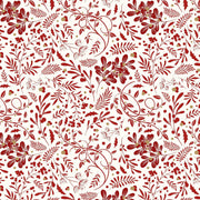 Holly Jolly Calico Ecru Red Swirls Foliage