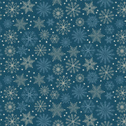 Holly Jolly Calico Navy Snowflakes