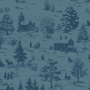 Holly Jolly Calico Navy Winter Scene