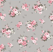 Jersey 65" Wide Pink Floral on Grey