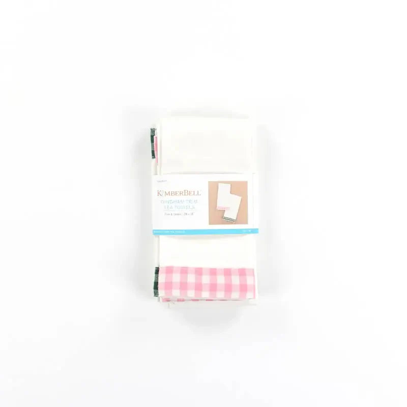 Kimberbell Gingham Trim TeaTowel Pink & Green